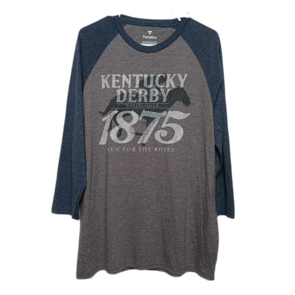 Kentucky Derby Men's Shirt Large FANATICS Raglan 3/4 Sleeves NEW NWT